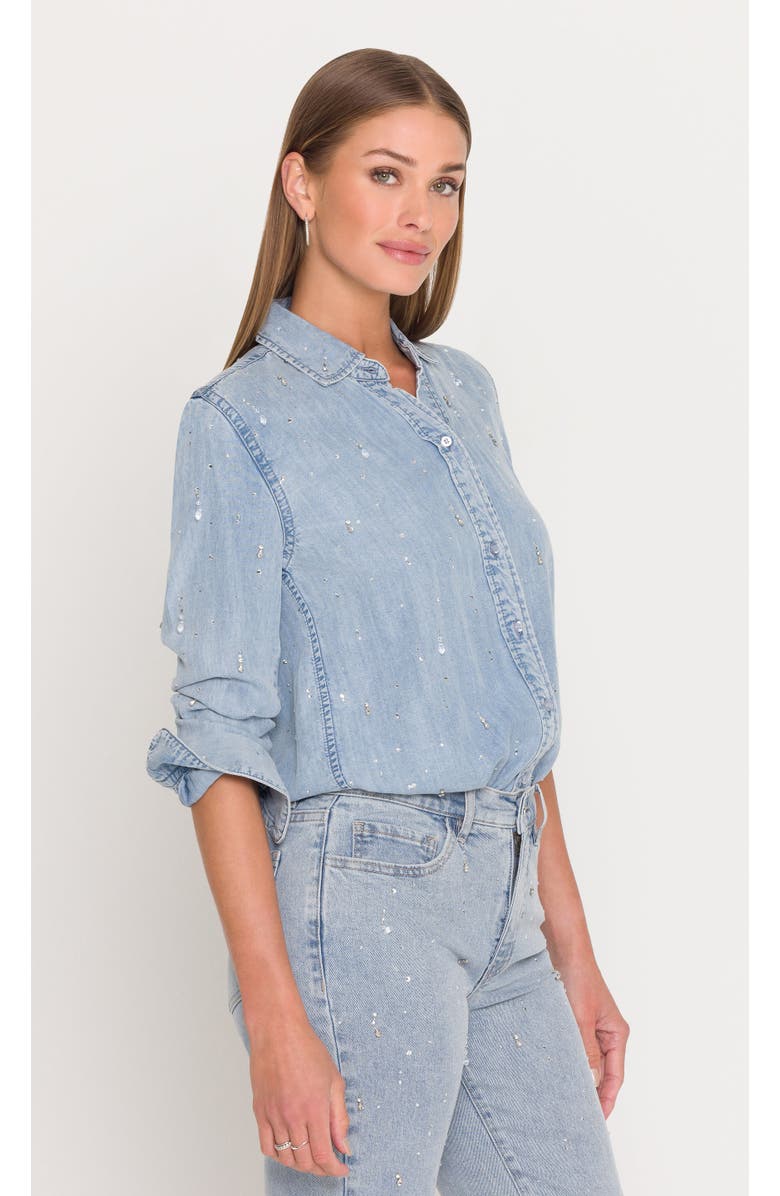 Generation Love Marcello Embellished Denim Shirt, Alternate, color, Light Blue