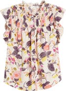 Treasure & Bond Smocked Yoke Linen Blend Shirt