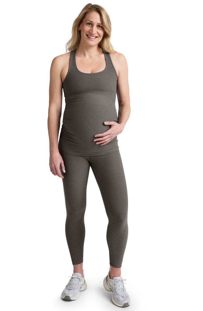 Beyond Yoga Empire Waist Maternity Leggings, Alternate, color, True Gray Heather