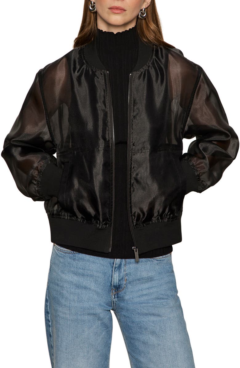 Sanctuary Shane Organza Bomber Jacket, Alternate, color, Black