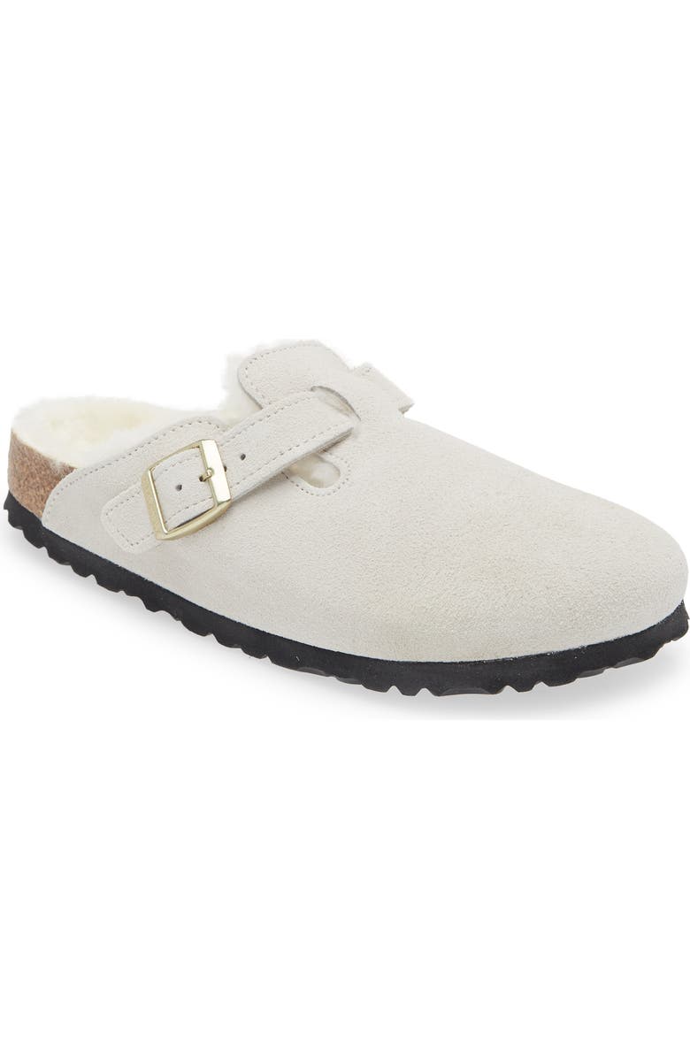 Birkenstock Boston Genuine Shearling Lined Clog, Main, color, Antique White/ Antique White