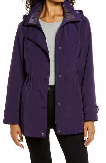 Cinched Waist Hooded Water Resistant Raincoat