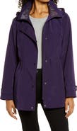 Gallery Cinched Waist Hooded Water Resistant Raincoat