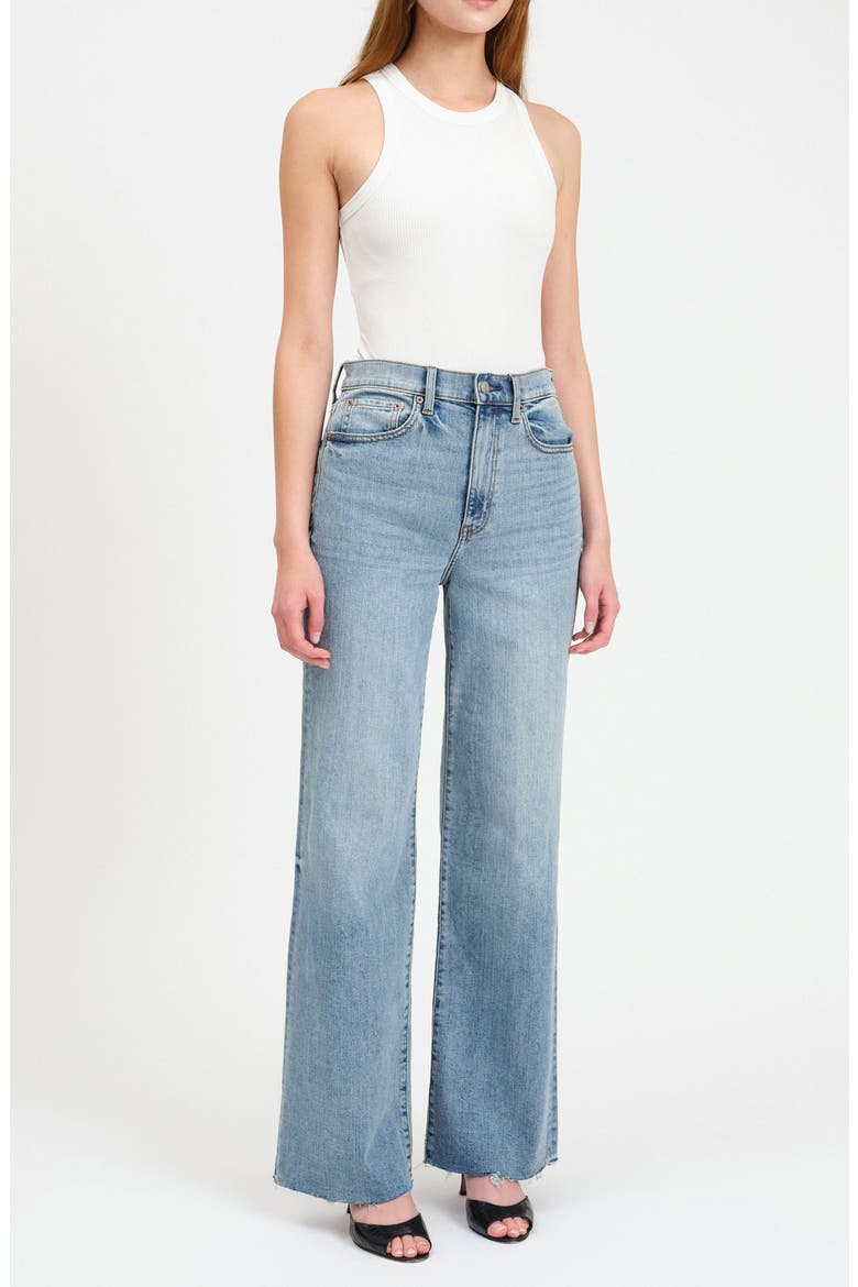 Far Out Raw Hem High Waist Wide Leg Jeans, Alternate, color, FOOLS GOLD