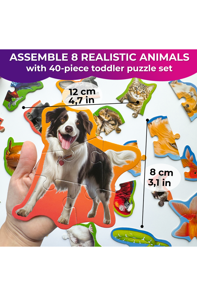 Large Floor Puzzle Set for Toddlers - 40 Piece Progressive Jigsaw Puzzles, Alternate, color, Pet Animals