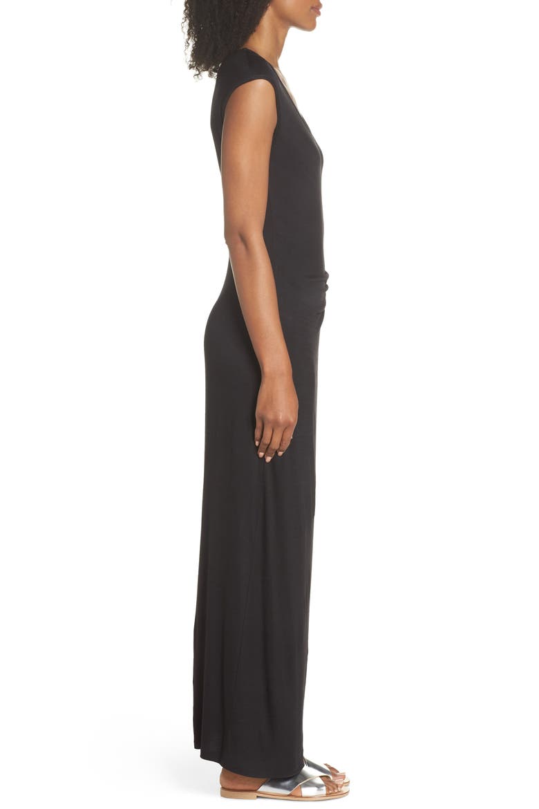 Ruched Jersey Maxi Dress, Alternate, color, BLACK