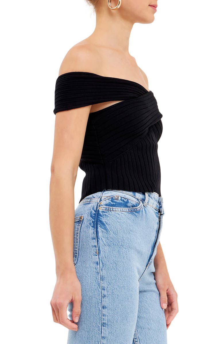 Grey Lab Off the Shoulder Rib Knit Top, Alternate, color, 