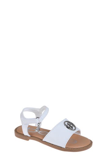 Bebe Little Girls Embossed Flat With Medallion Hardware Sandals In White