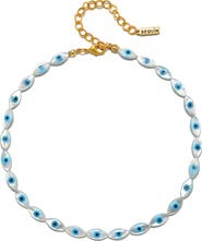 Sequin Beaded Mother-of-Pearl Evil Eye Choker