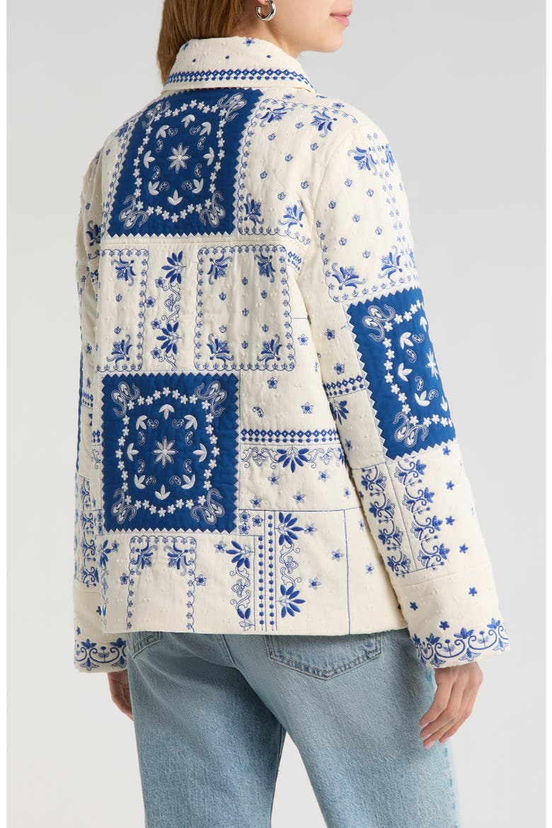 Patchwork Bandana Print Quilted Jacket, Alternate, color, WHITE-BLUE