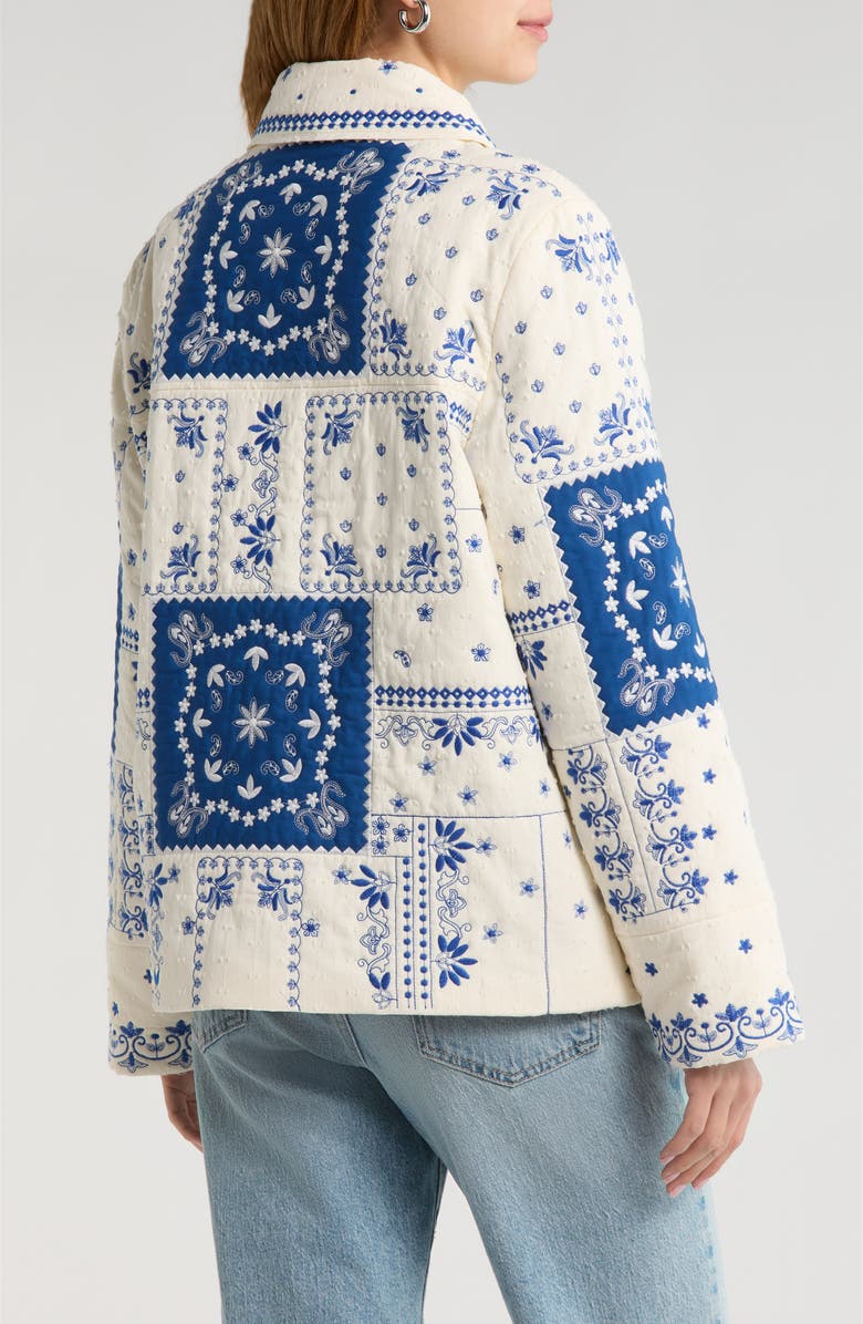 Avec Les Filles Patchwork Bandana Print Quilted Jacket, Alternate, color, White-Blue