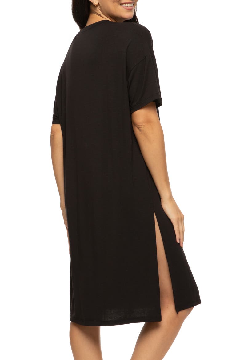 Lena Sleep Shirt, Alternate, color, BLACK