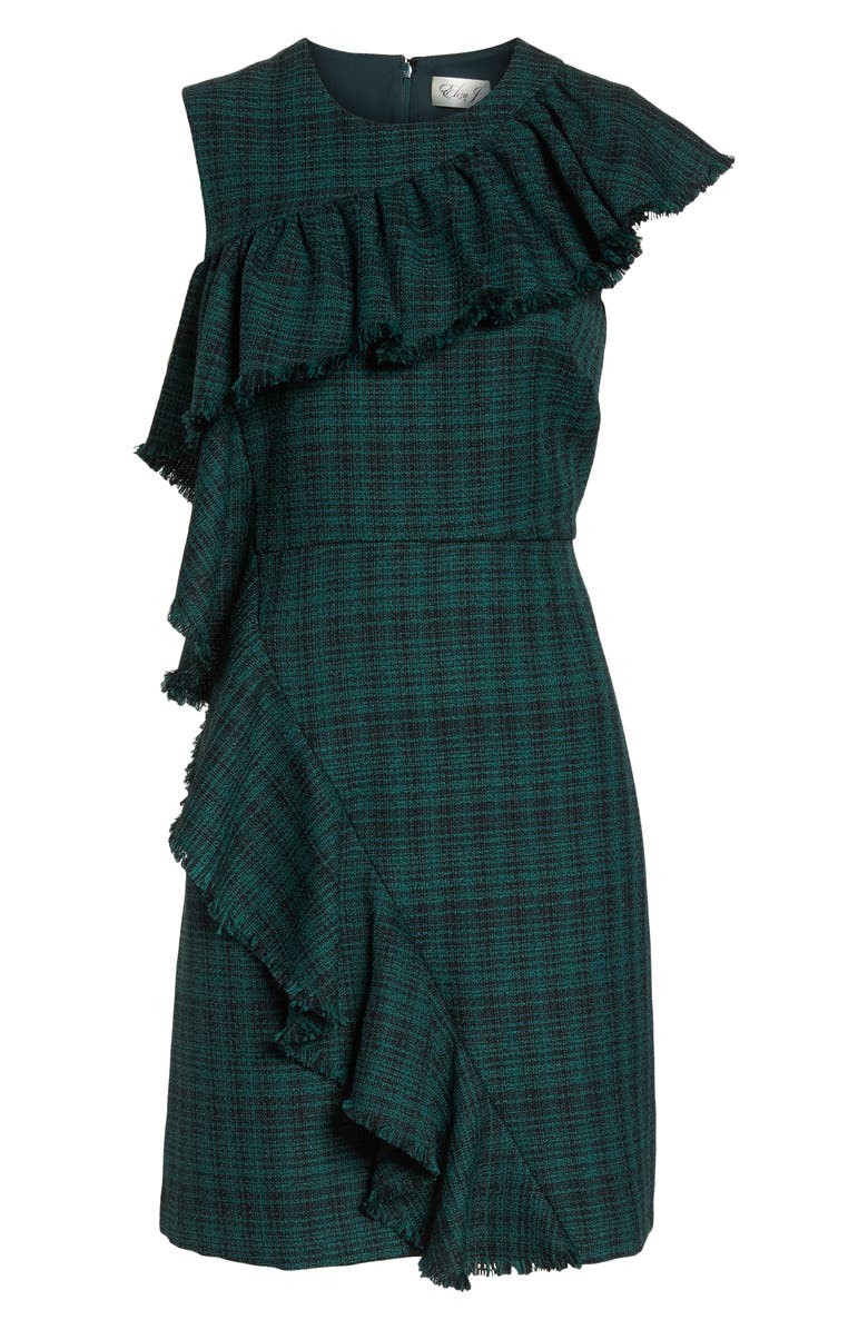 Chelsea28 Ruffle Detail Plaid Sheath Dress, Alternate, color, 