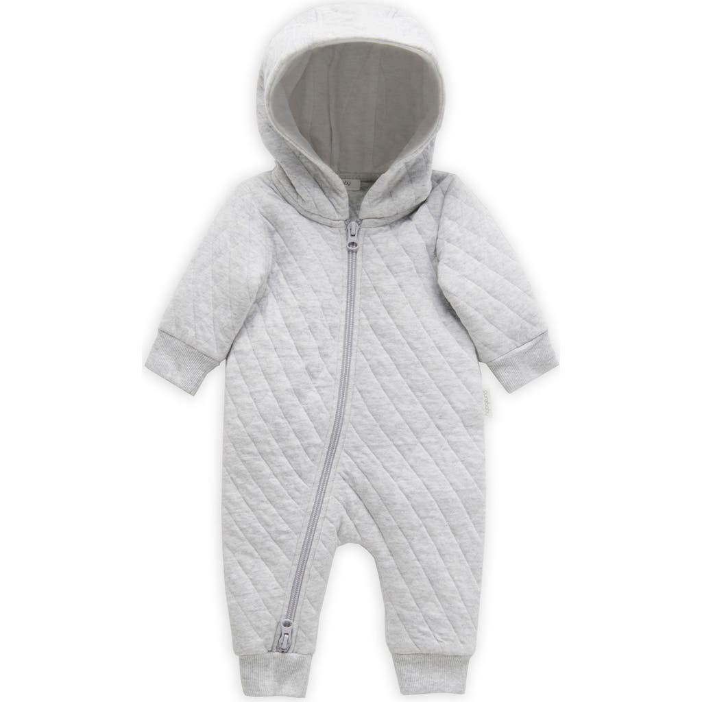 Purebaby Quilted Hooded Coverall Onsie In Gray