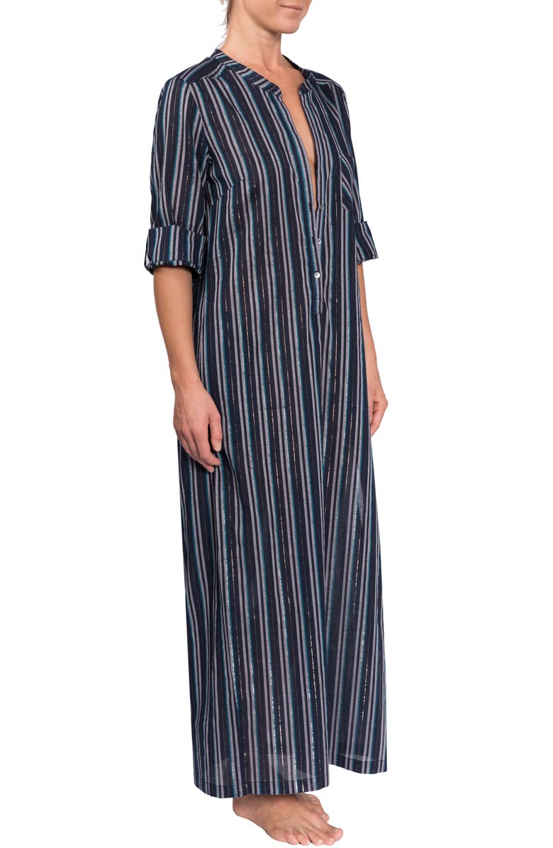 Everyday Ritual Tracey Cotton Caftan, Alternate, color, Midnight Stripe
