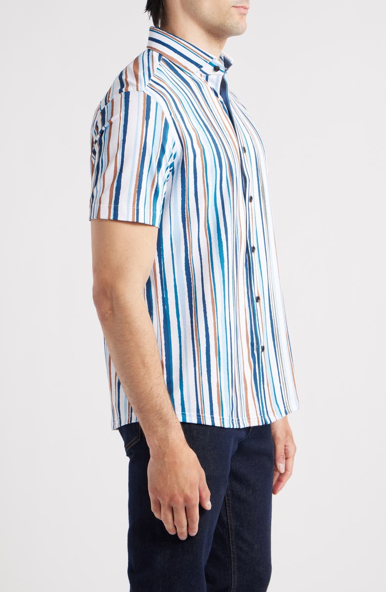 Stone Rose Breakwater Performance Short Sleeve Button-Up Shirt, Alternate, color, 