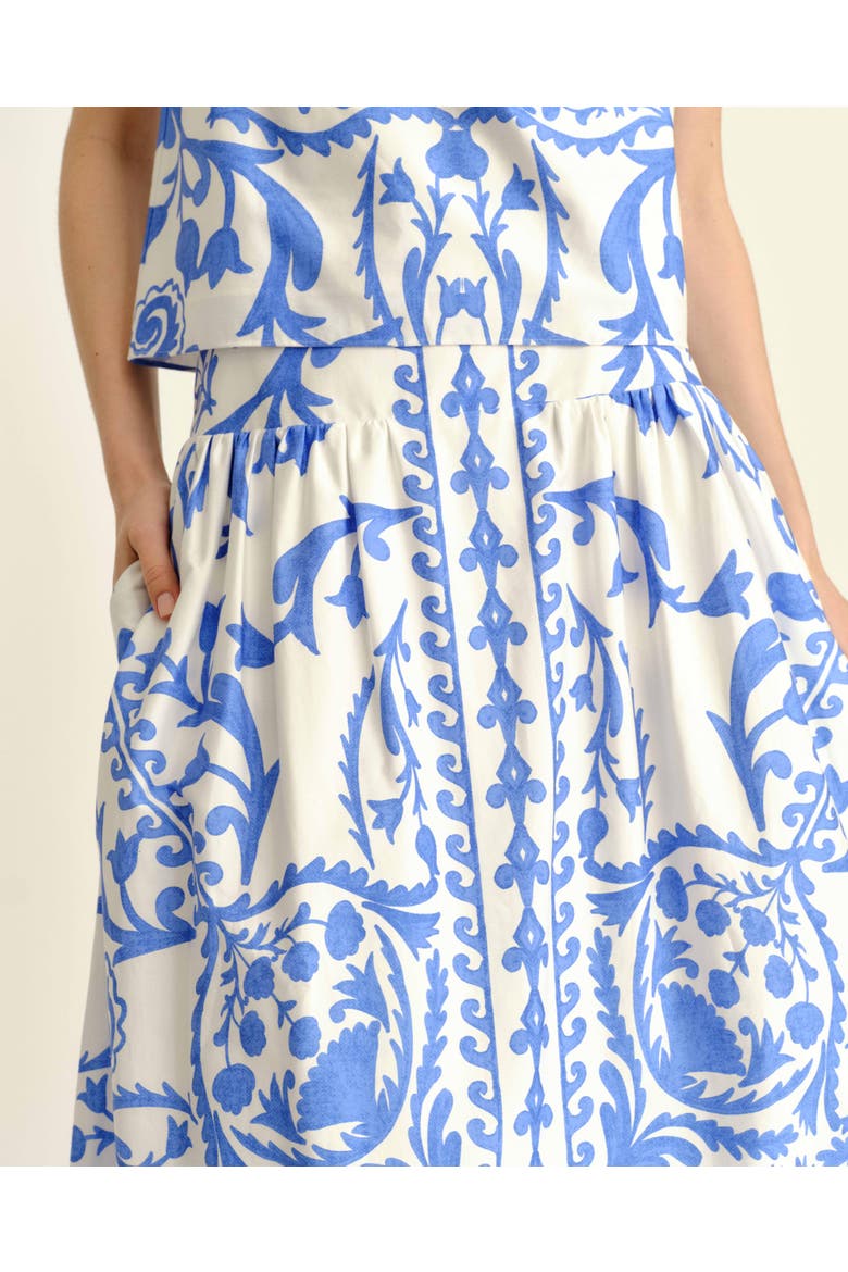 Georgia Printed Midi Skirt, Alternate, color, Provence Blue