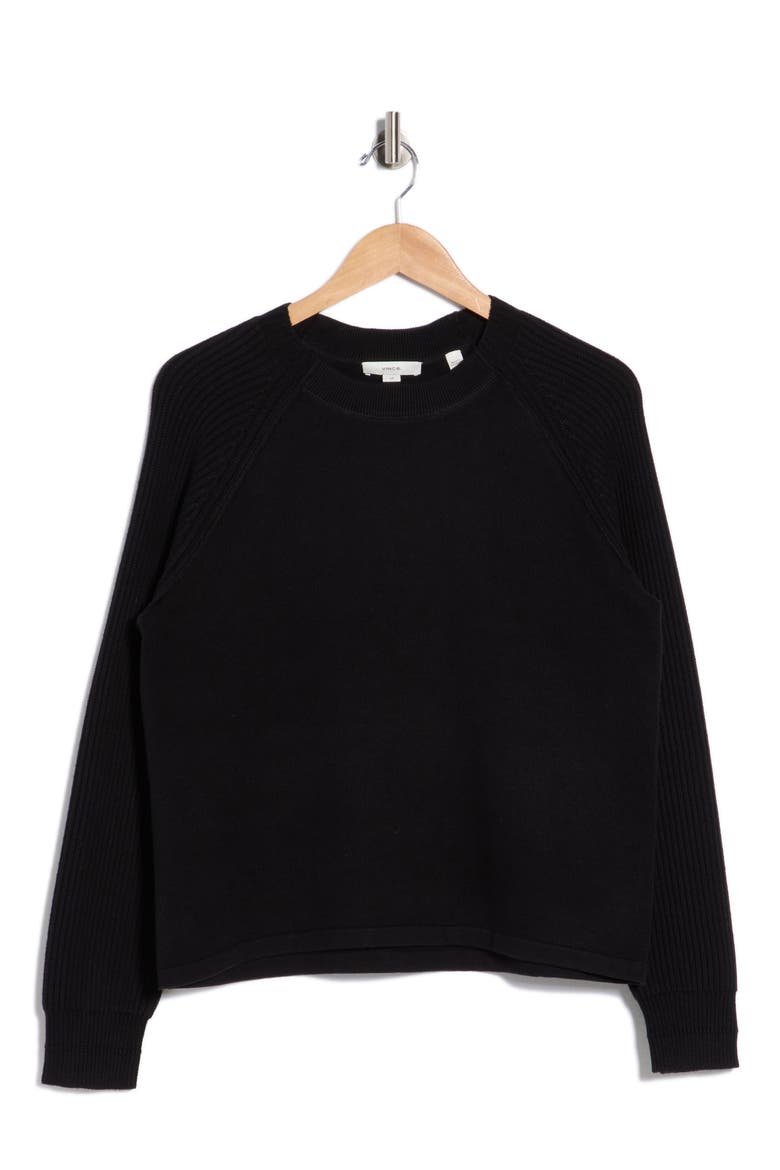 Ribbed Cotton Pullover, Alternate, color, WASHED BLACK