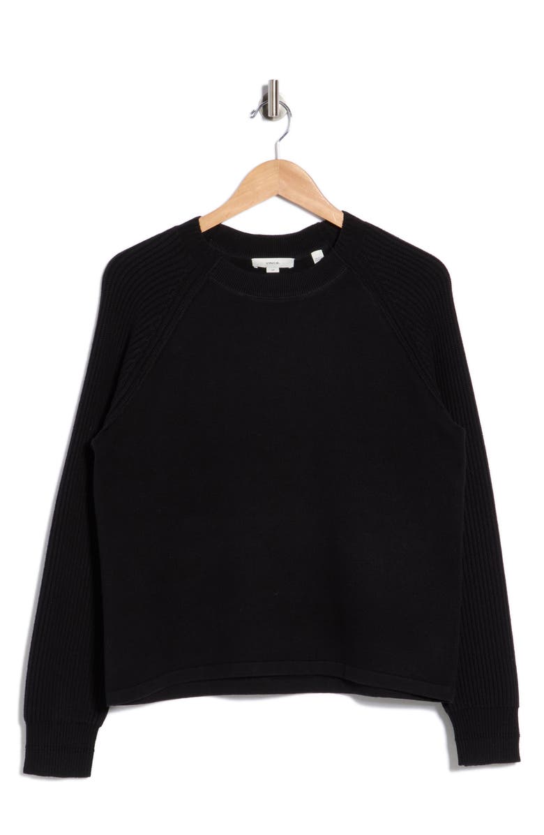 Vince Ribbed Cotton Pullover, Alternate, color, Washed Black