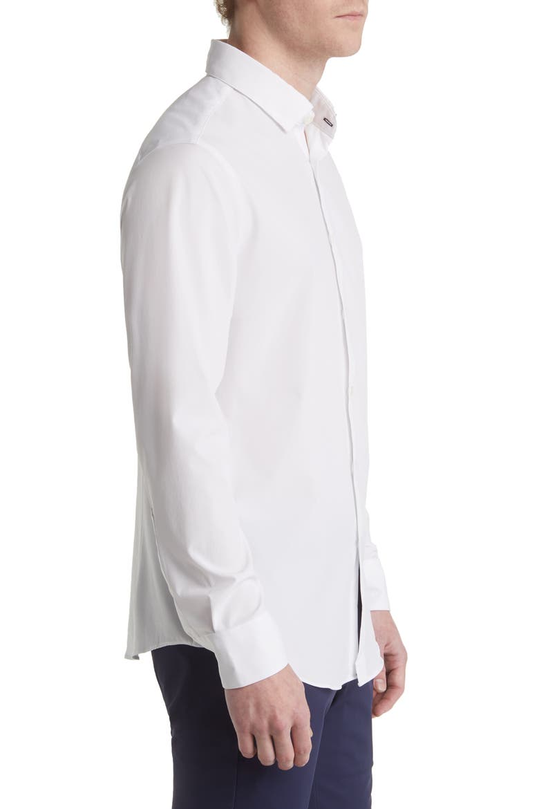 Leeward Solid No-Tuck Button-Up Shirt, Alternate, color, WHITE