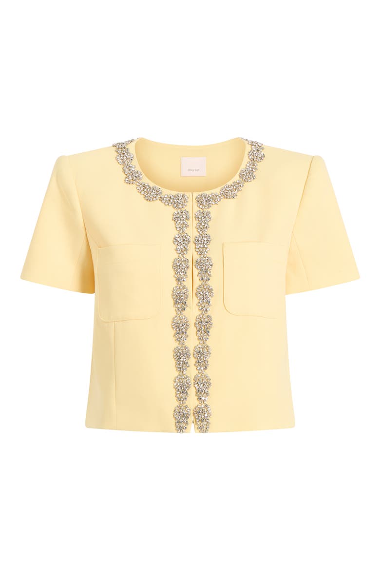 Samina Crystal Detail Short Cotton Sleeve, Alternate, color, BUTTER