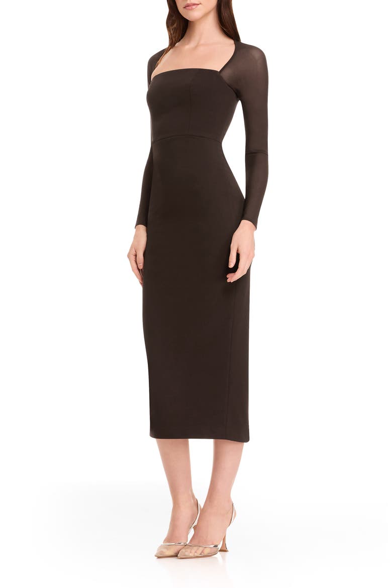 Maxine Long Sleeve Midi Dress, Alternate, color, MOCHA