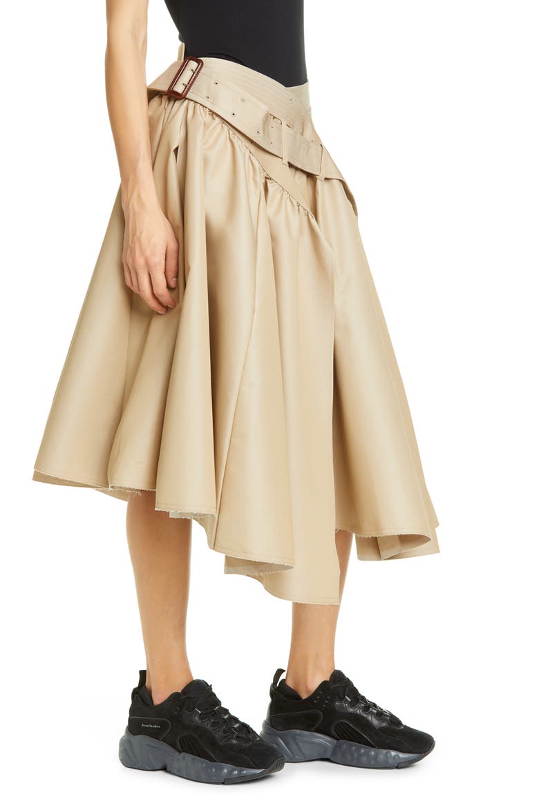 Double Belted Utility Midi Skirt, Alternate, color, BEIGE