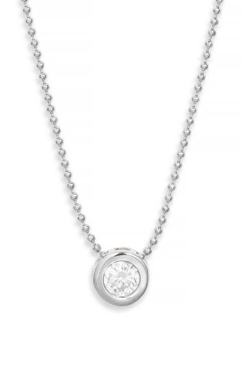 Bezel Cubic Zirconia Pendant Necklace