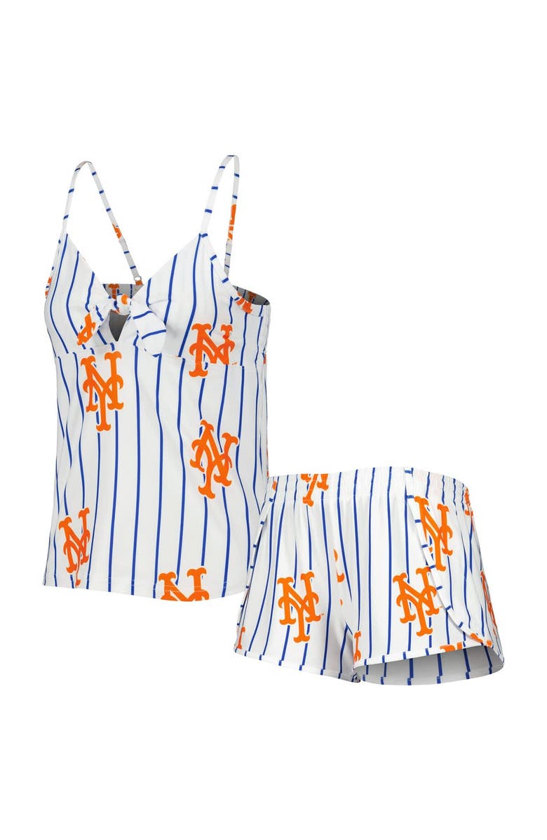CONCEPTS SPORT Women's Concepts Sport White New York Mets Reel Allover Print Tank Top & Shorts Sleep Set, Alternate, color,