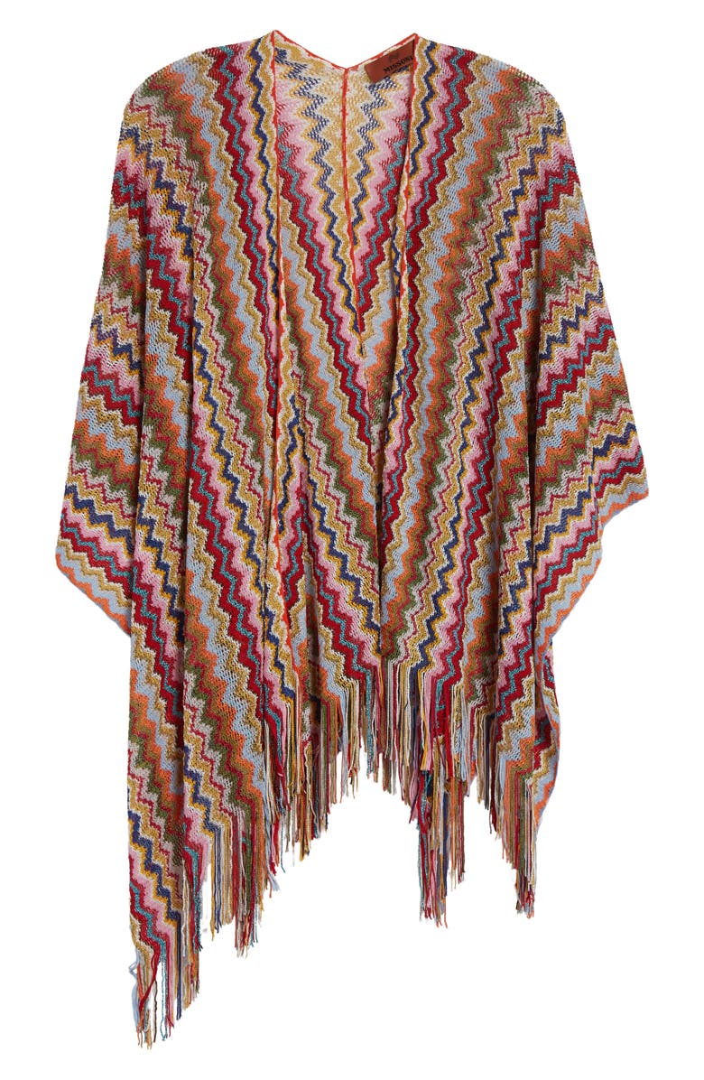 Missoni Metallic Zigzag Knit Cape, Alternate, color,