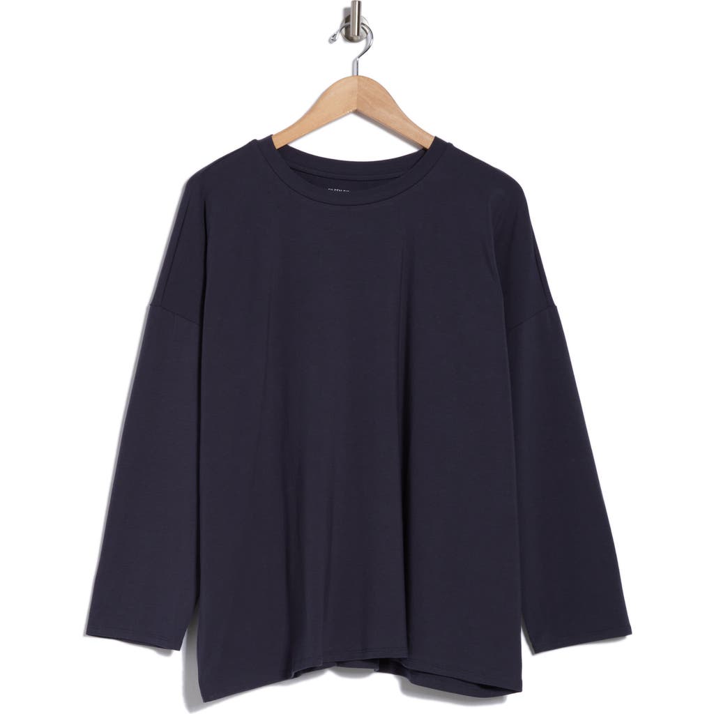 Eileen Fisher Crewneck Boxy Top In Ocean