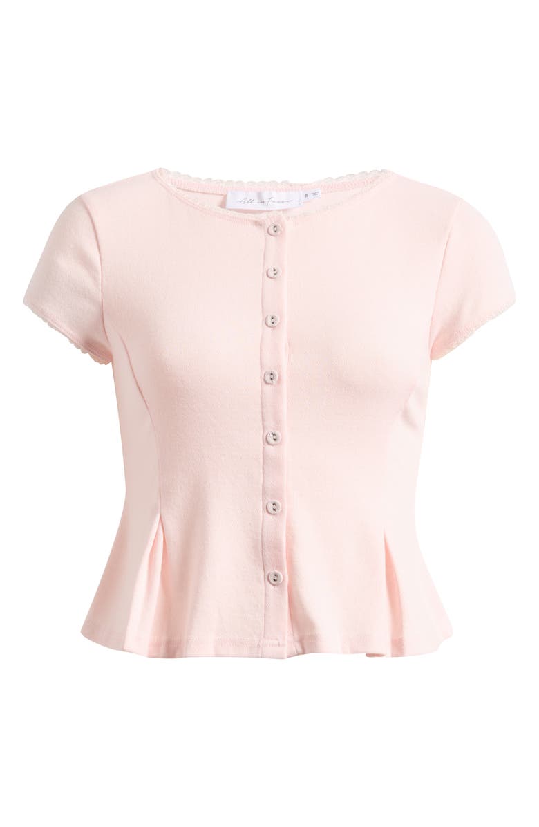 All in Favor Pointelle Stitch Peplum Button-Up Top, Alternate, color, Blush