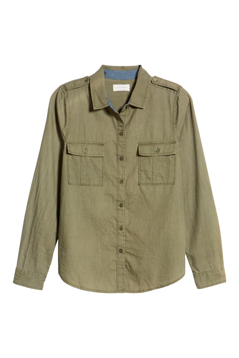 Laura Cotton Twill Utility Shirt, Alternate, color, BURNT OLIV