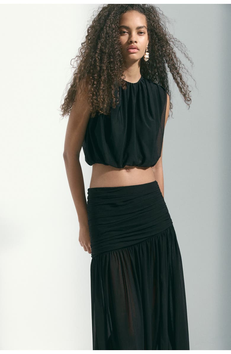 H&M Sheer Maxi Skirt, Alternate, color, Black