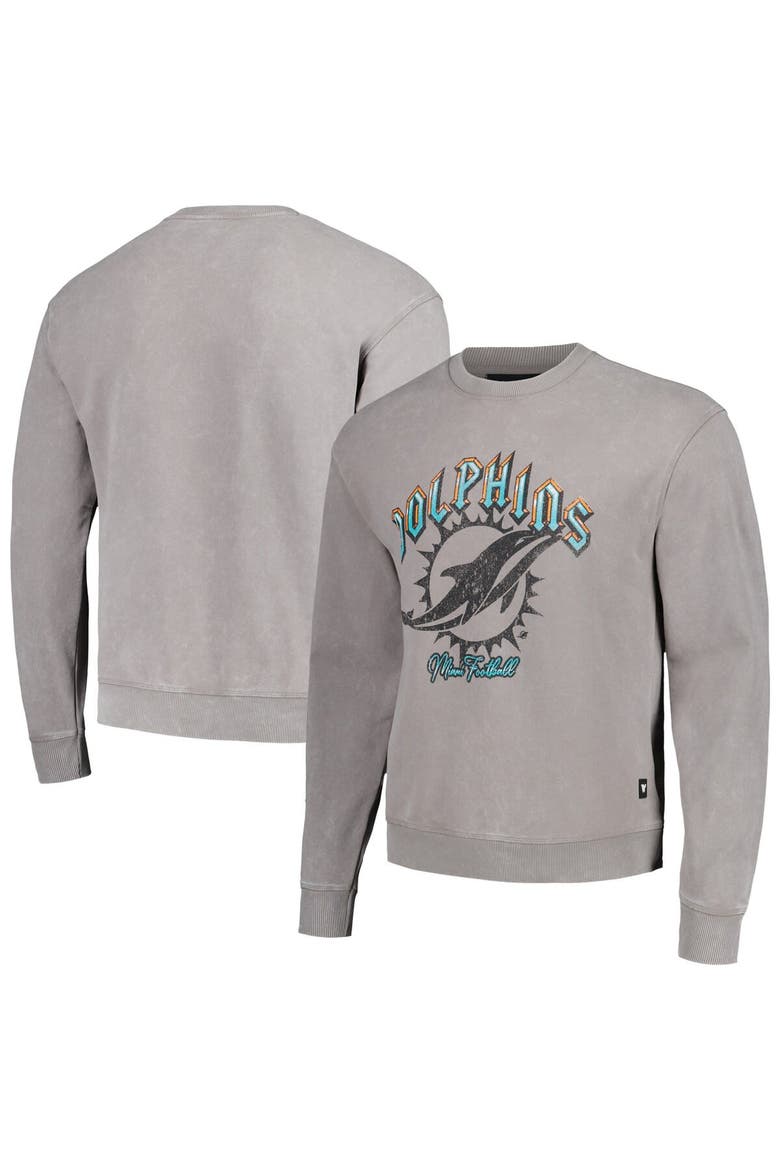 Unisex The Wild Collective Gray Miami Dolphins Distressed Pullover Sweatshirt, Main, color, Gray