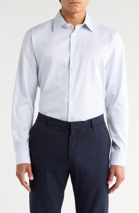 Trim Fit Check Non-Iron Cotton Dress Shirt (Regular, Big & Tall)