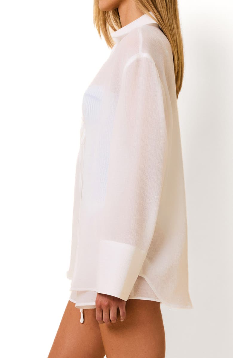 Solid & Striped Jaclyn Long Sleeve Sheer Cover-Up Tunic, Alternate, color, Optic White