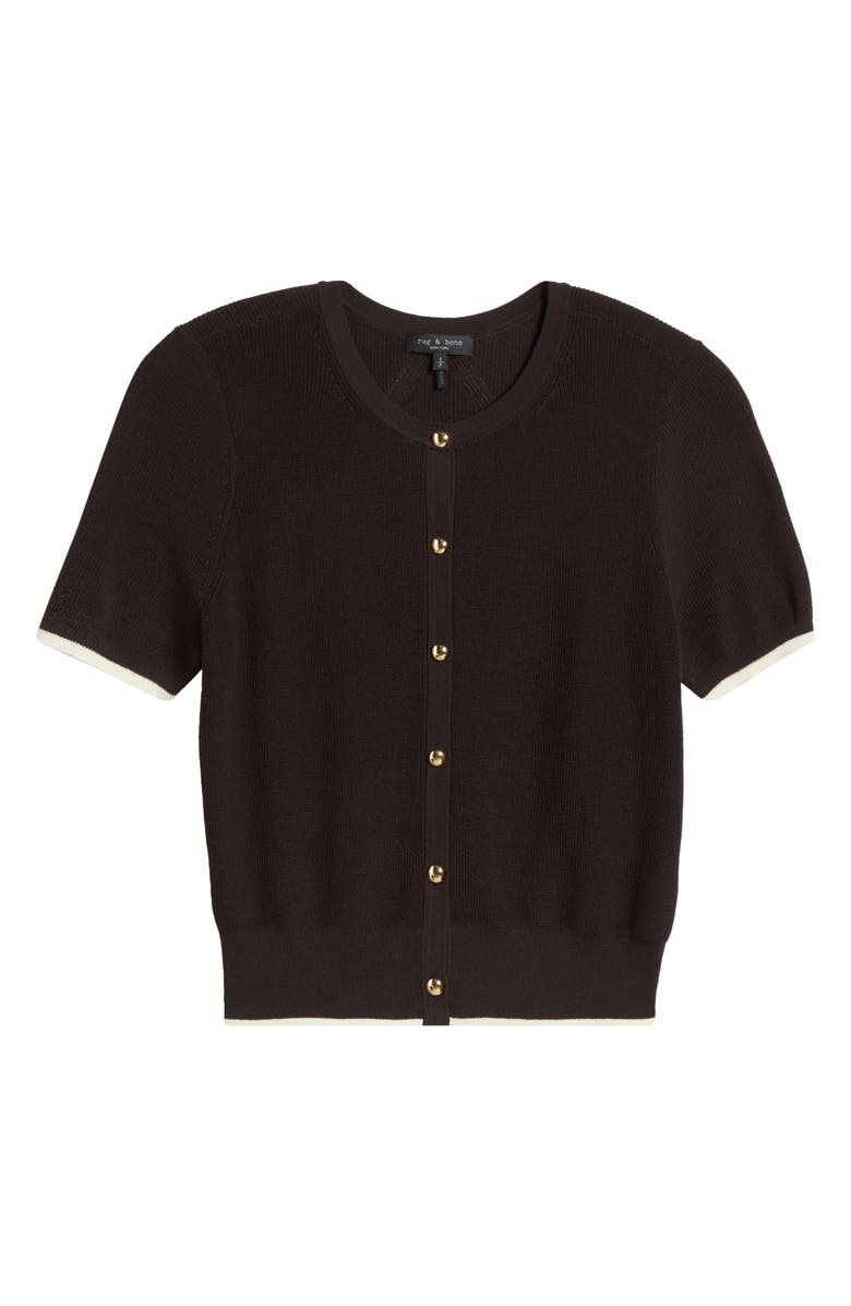 rag & bone Dina Tipped Short Sleeve Cotton Blend Cardigan, Alternate, color,