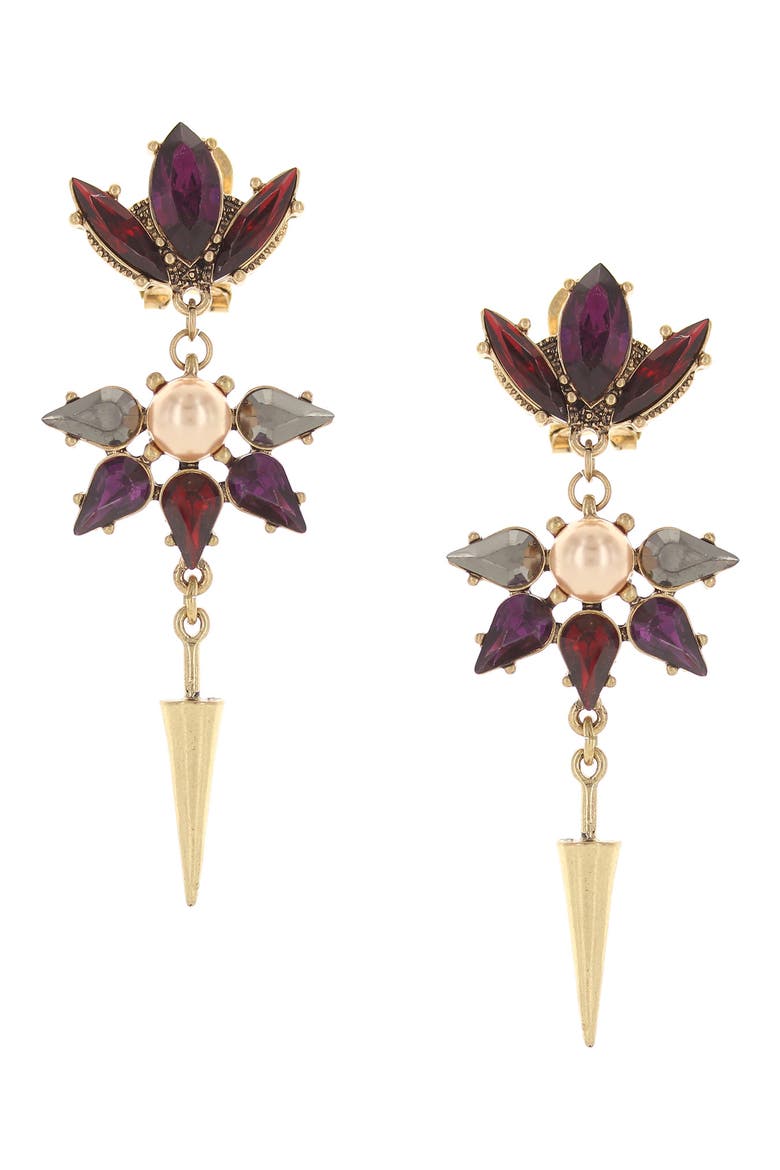 Crystal Wave Drop Earrings, Main, color, METALLIC