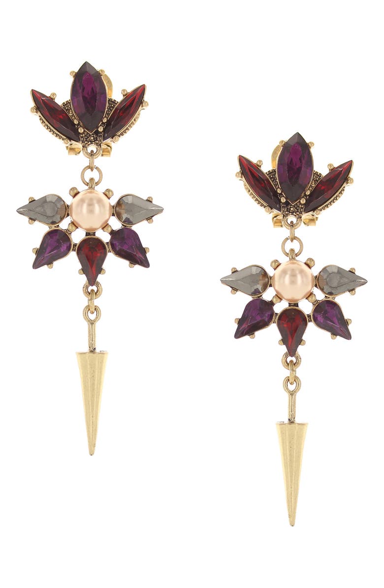 OLIVIA WELLES Crystal Wave Drop Earrings, Main, color, Metallic