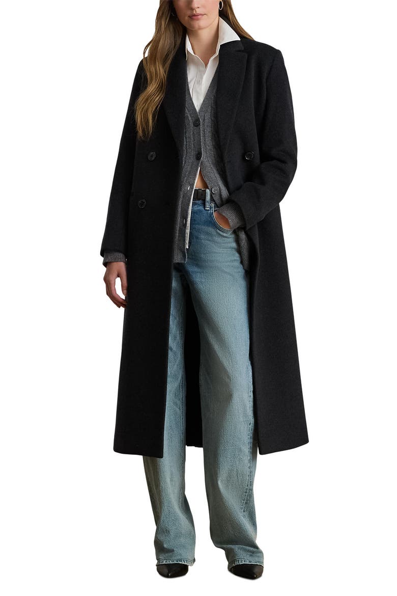Wool Blend Double Breasted Coat, Main, color, CHARCOAL H