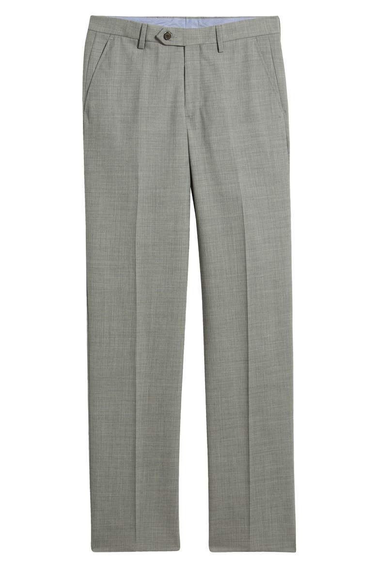 Flat Front Tropical Weight Wool Dress Pants, Alternate, color, PEARL GREY