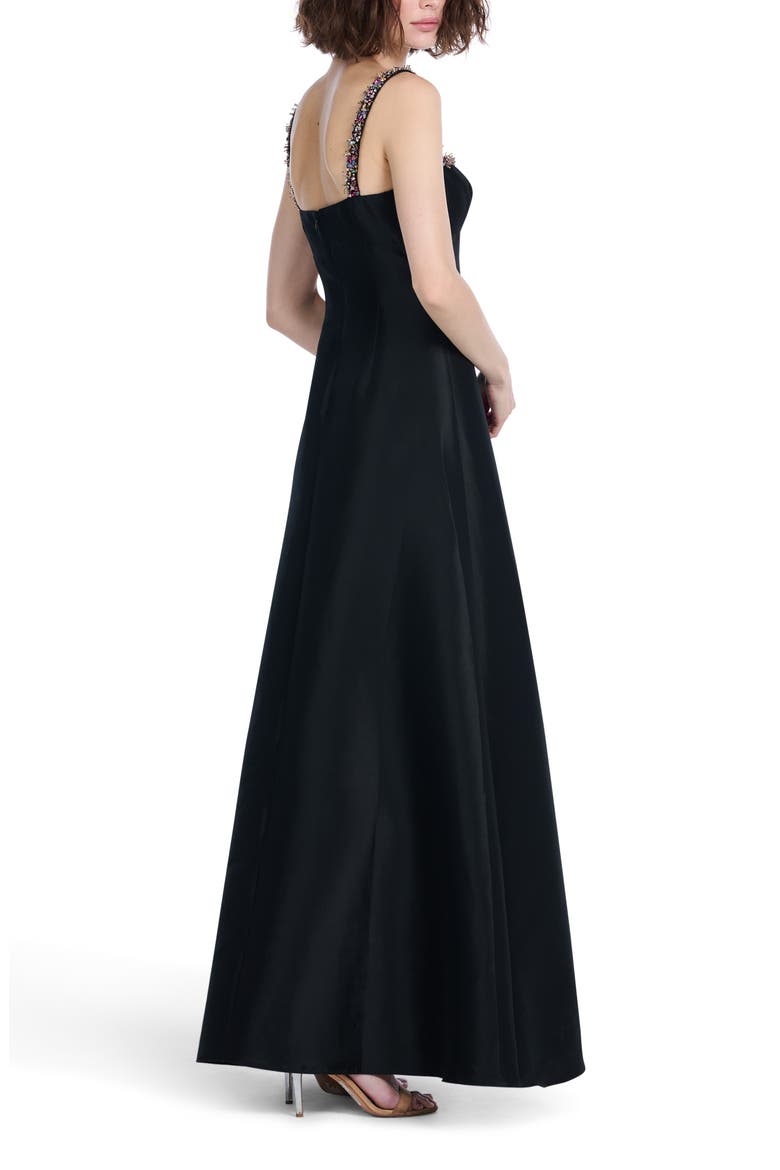 Bead Detail Square Neck A-Line Gown, Alternate, color, BLACK MULTI