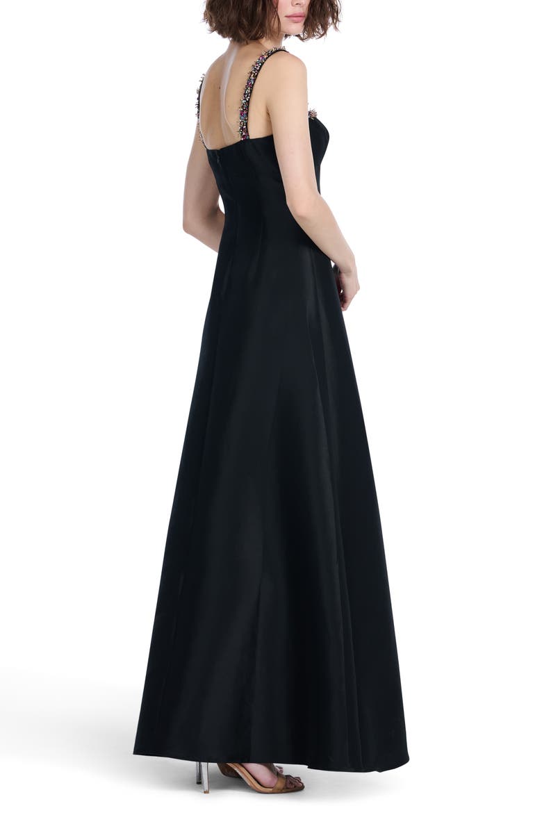 EMILY SHALANT Bead Detail Square Neck A-Line Gown, Alternate, color, Black Multi