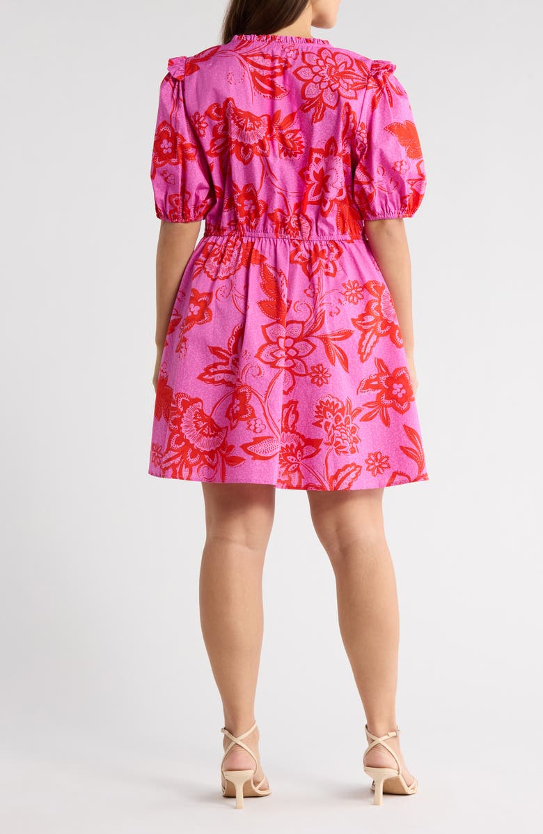 SUGARLIPS Weirly Floral Print Cotton Dress, Alternate, color, Pink-Red-Multi