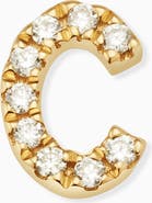 Oradina 14K Gold Luxe Letter Diamond Initial Single Stud