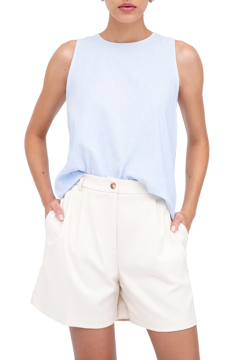 Mckinley Sleeveless Linen & Cotton Top, Main, color, LIGHT BLUE