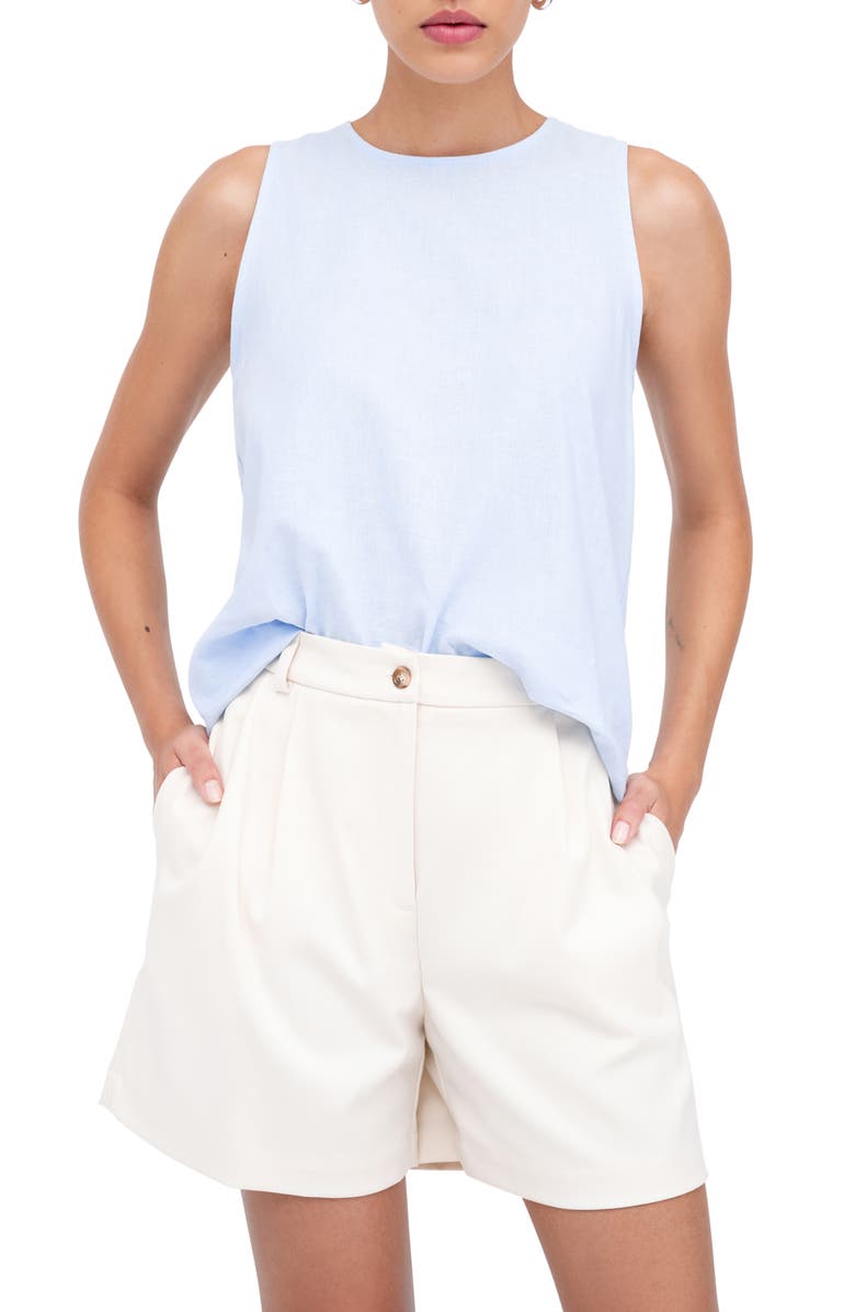 Marcella Mckinley Sleeveless Linen & Cotton Top, Main, color, Light Blue