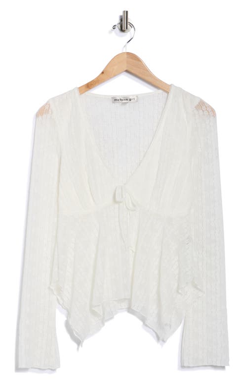 Madden Girl Long Bell Sleeve Babydoll Top In White