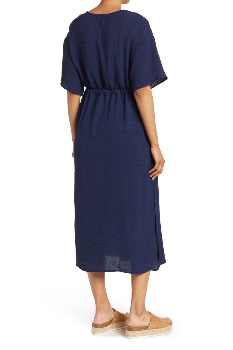 Short Sleeve Drawstring Midi Dress, Alternate, color, NAVY